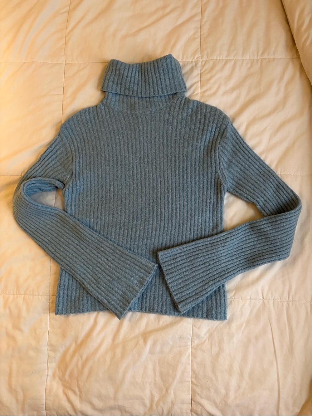 Dollcake Ribbed Turtleneck Sweater in Dusty Blue